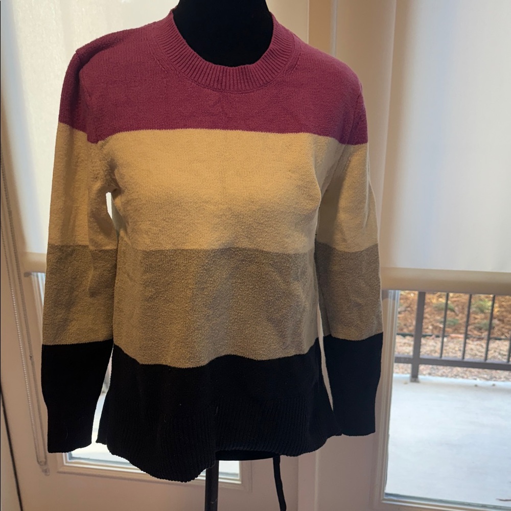 Banana Republic Women's Striped Sweater - Purple, Cream, Gray, Black